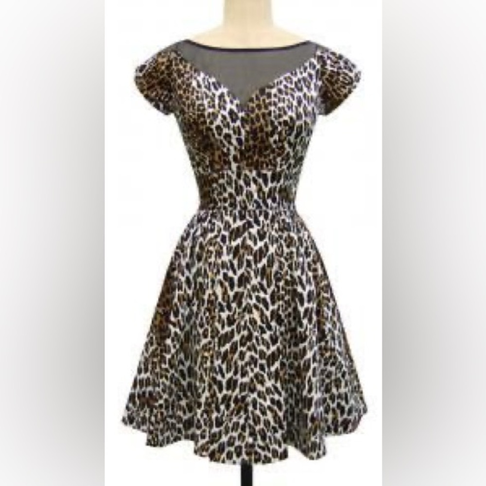 Trashy Diva Leopard Print Lottie Pinup Rockabilly Dress Size 6 - Picture 1 of 4